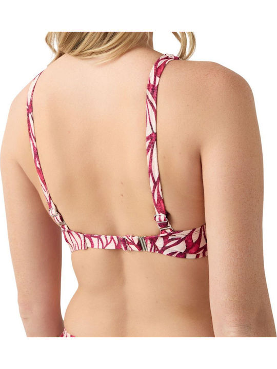 Bikini Dreieck B Becher Mit Polsterung Blumen Burgundisch