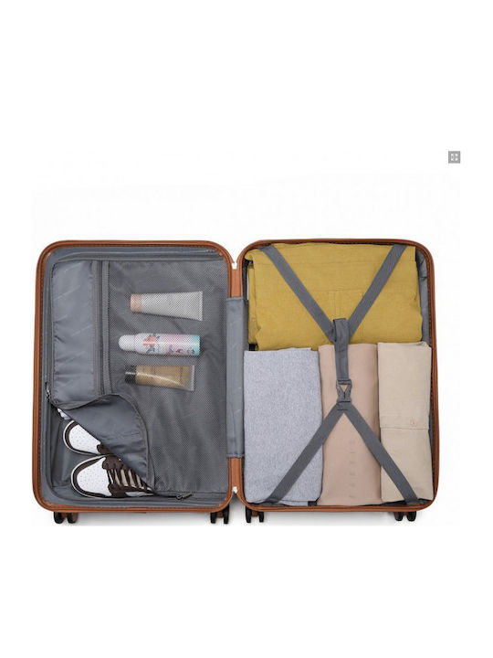 Miss Lulu British Traveller Large Hard Suitcase Grey and Brown with 4 Wheels Height 75cm