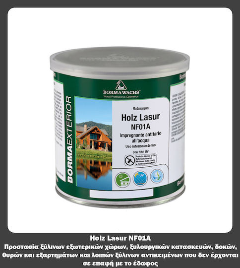 Borma Wachs Naturaqua Holz Lasur Wood Preservative Water No53 Light Walnut NAT3634NC 2.5lt