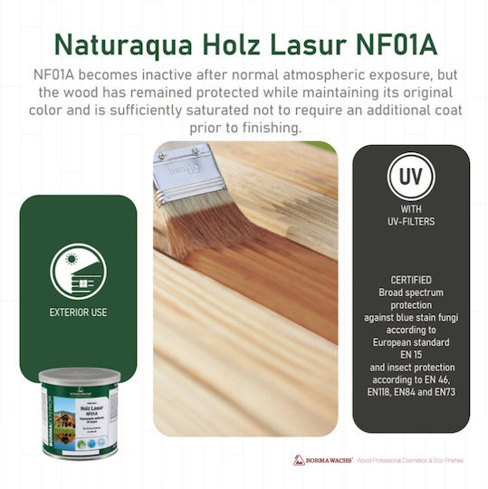 Borma Wachs Naturaqua Holz Lasur Wood Preservative Water No62 Mahogany 5lt