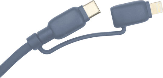 Blue Eagle Be-dc3in1-06 Tpe Fast Charging Cable 65w 3 In 1 Type C - Type C / Lightning 1m To Grey
