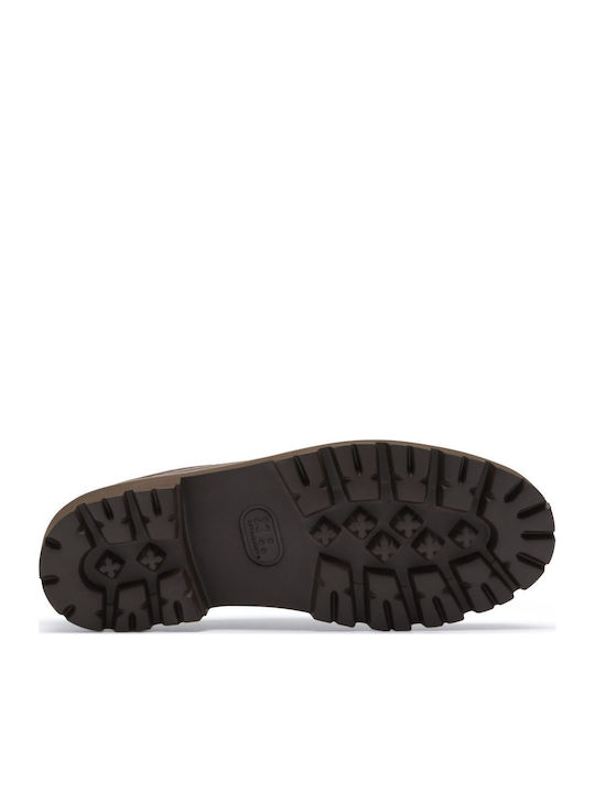 Seam Leather Men's Boat Shoes in Brown Colour