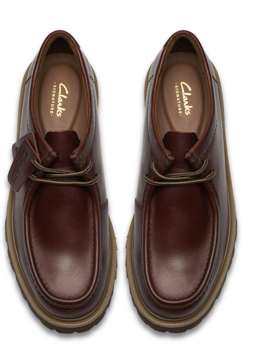 Seam Leather Men's Boat Shoes in Brown Colour