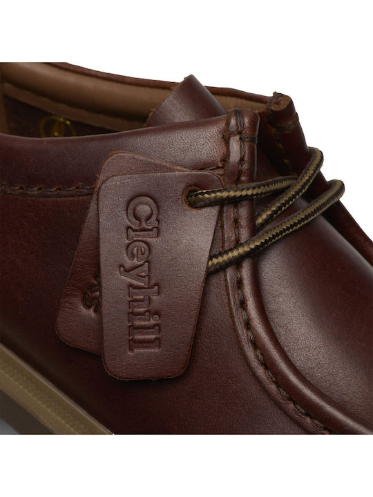 Seam Leather Men's Boat Shoes in Brown Colour