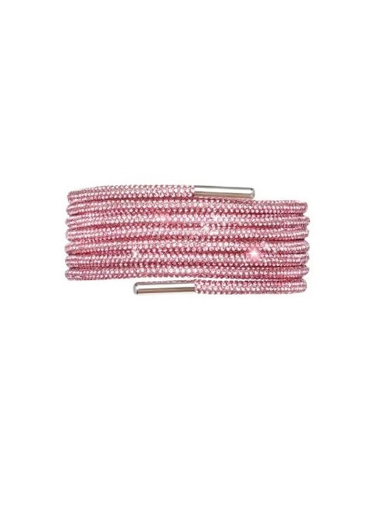 Set 2 Crystal Shoelaces 120 Cm Rhinestone Cord Pink