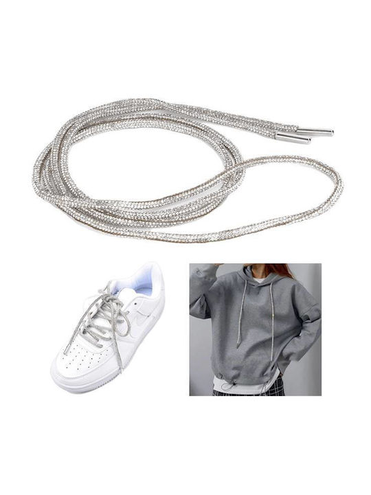 Set 2 Shoelaces Rhinestones 120 Cm Silver