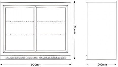 ICS Getränkekühlschrank Rückwandbar 220lt Doppel H89.5xB90xT50.5cm