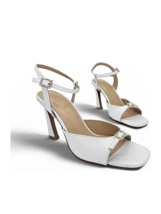Sandale Elegante Damă Din Piele Albe