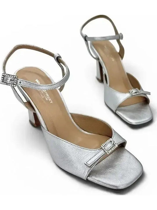 Damen Sandalen Silber Leder