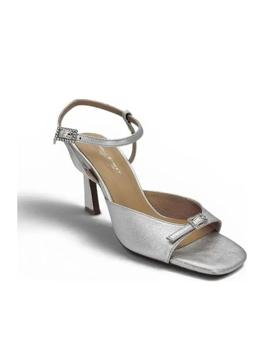Damen Sandalen Silber Leder