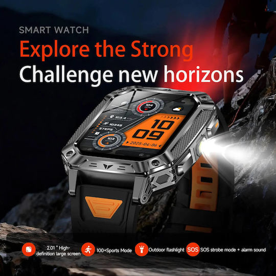 Microwear AK86 Smartwatch with Heart Rate Monitor Silver Silicone