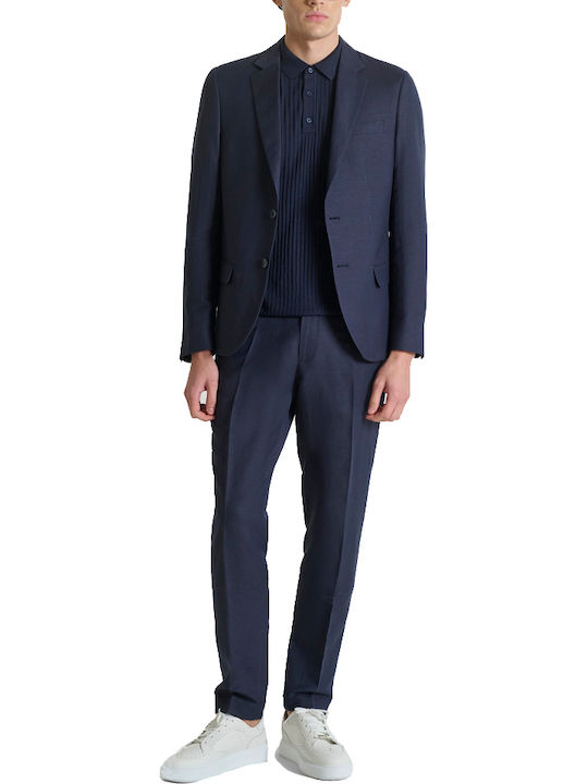 Summer Men’s Suit Jacket with Regular Fit Blue