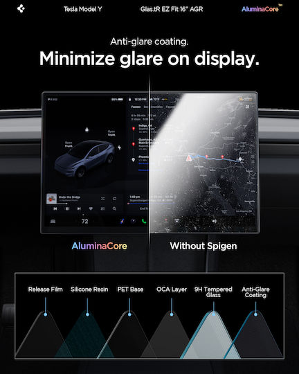 Spigen Tesla Ez Fit Anti Glare Mattes Displayschutzfolie Schwarz Tesla Model Y L 2026 Agl10819