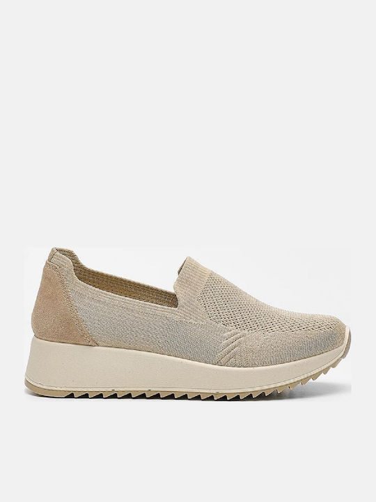 Ανατομικά Γυναικεία Slip-On Δερμάτινα Μπεζ
