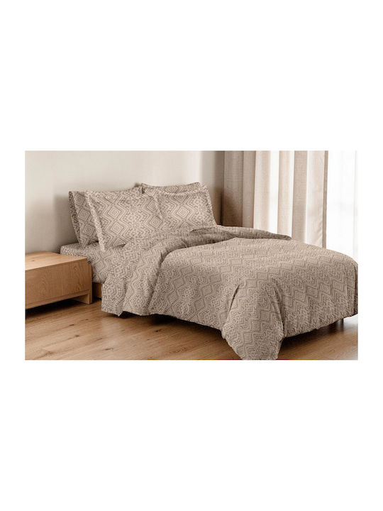Linea Home 263 Set Bed Sheets with 1 Pillowcase for Single Bed 160x260cm Mocca (3 Pieces)