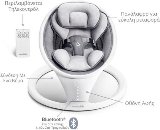 Munchkin Elektrisch Baby Relax Baby Swing mit Musik Gray für Kind bis 9kg
