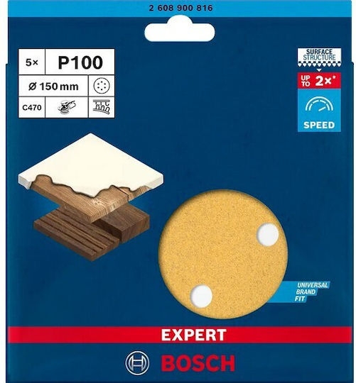 Bosch Expert C470 Orbital Sander Sheet K180 with Holes 186x186mm Set of 5 Pieces