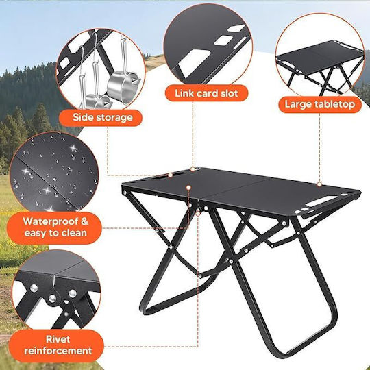 eBest Aluminium Campingtabelle für Camping 58x36x41cm Schwarz