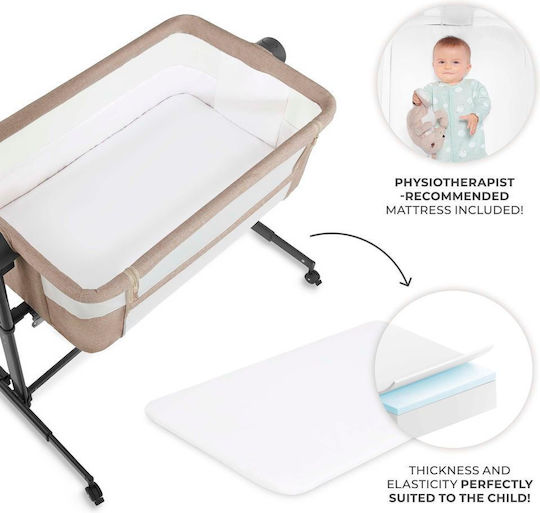 Kinderkraft Легло Nestee Up 2 с Матрак и Колела Бежов