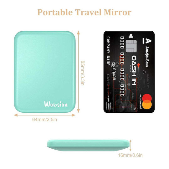 Wobsion Makeup Mirror Purse with Light 7.62x7.62cm White