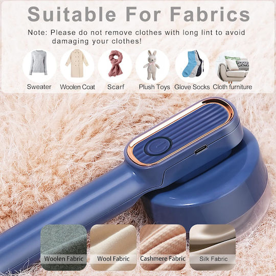Clothes Shaver Lint Remover Device 6 Blades Usb Fusselrasierer Blau