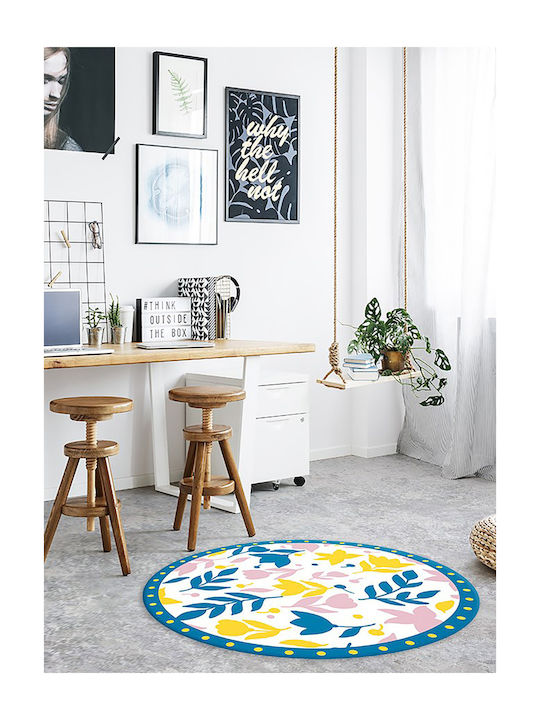 Tulup Covoraș Rotund de Bucătărie Flori Abstracte 70cm