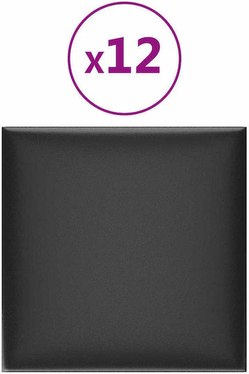 vidaXL Wall Bed Headboard 12 Pcs 30 x 30 cm Black Fabric