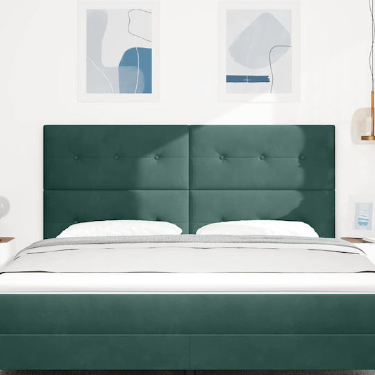 vidaXL Fabric Bed Headboard Dark Green 180x118cm