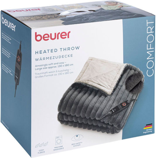 Beurer HD 82 Stockholm Ημίδιπλη Ηλεκτρική Κουβέρτα Πλενόμενη Γκρι 100W 130x180εκ.