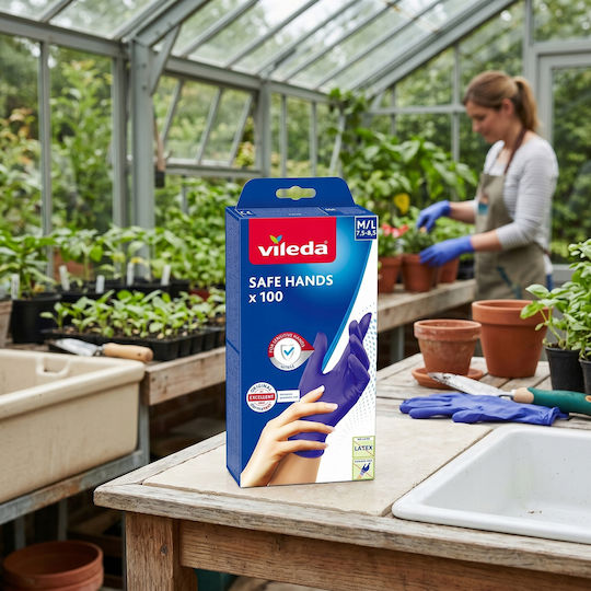 Vileda Cleaning Gloves Safe Hands Nitrile Medium 100 Pairs