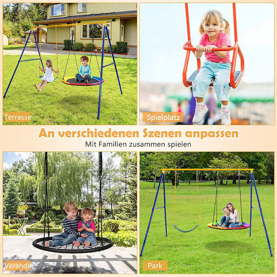Costway Double Nest Metal Swing Pink