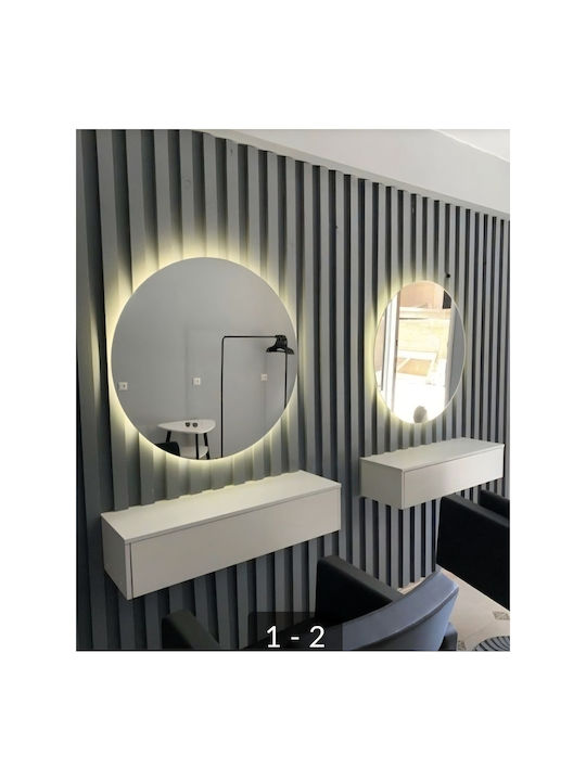 SteweHome Καθρέπτης Τοίχου με Καφέ Πλαίσιο & LED Φωτισμό 55x55cm