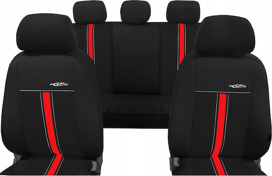 Καλύμματα Αυτοκινήτου 5 Θέσεων Δερματίνη Exclusive Black-red-white