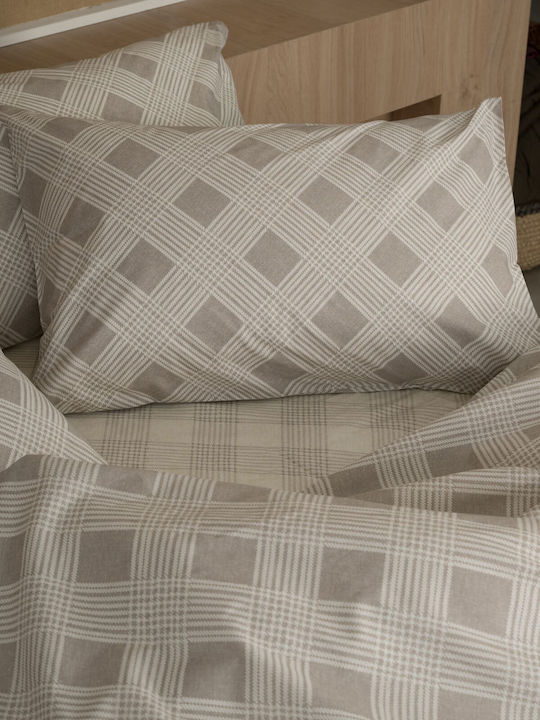 Sunshine Cotton Feelings 2072 Σετ Σεντόνια Υπέρδιπλα με Λάστιχο 170x205+30εκ. Beige (4τμχ)