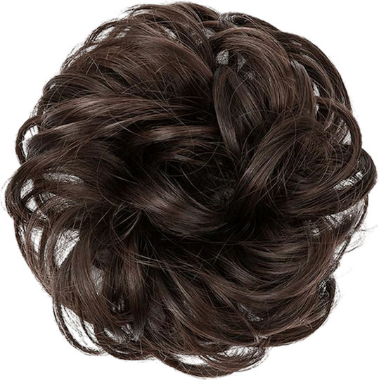 Synthetic Hair Synthetic Clip-in Bun Ponytail Wavy Dark Brown