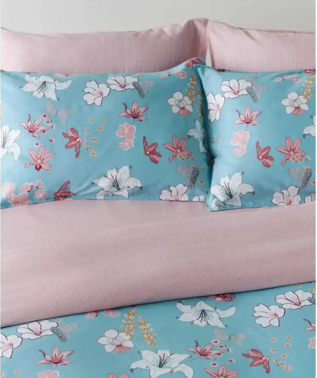 Kentia Darlyn Bed Sheets Set King Size 270x270cm Ciel Pink White Yellow 4 Pieces