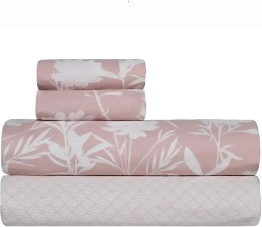 Kentia Rosaira 18 Комплект Чаршафи King Size 270x270см Светлорозово-Бяло (4 броя)