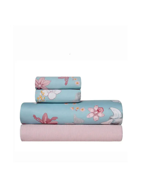 Kentia Darlyn Σετ Σεντόνια Υπέρδιπλα 240x270εκ. Ciel-pink (4τμχ)