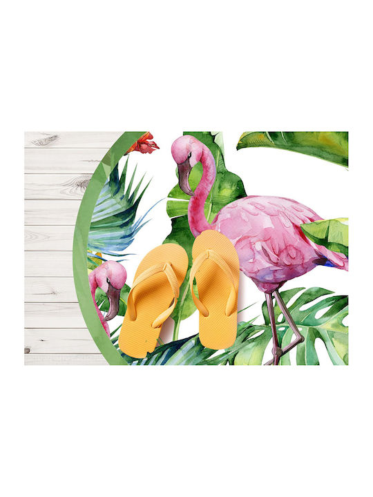 Tulup Covoraș Rotund de Bucătărie Impermeabil Flamingo 140cm
