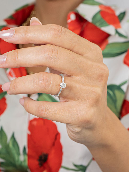 Kiriakos Gofas Single Stone Ring In 18K White Gold With Diamond Kiriakos Gofas Single Stone Ring In 18K White Gold With Diamond