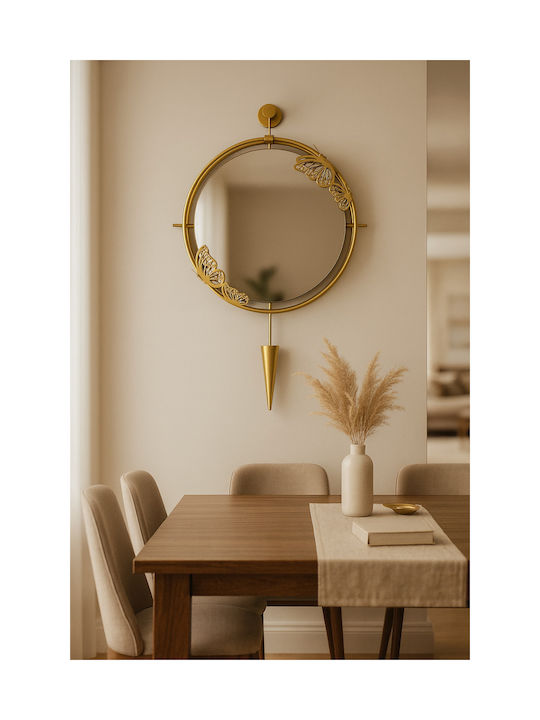 SteweHome Oglindă de Perete cu Ramă Metalică Galbenă și Iluminare LED 90x50cm