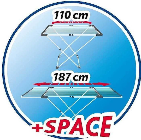 Vileda Surprise Folding Floor Clothes Drying Rack for Balcony Stainless Steel with Wheels
