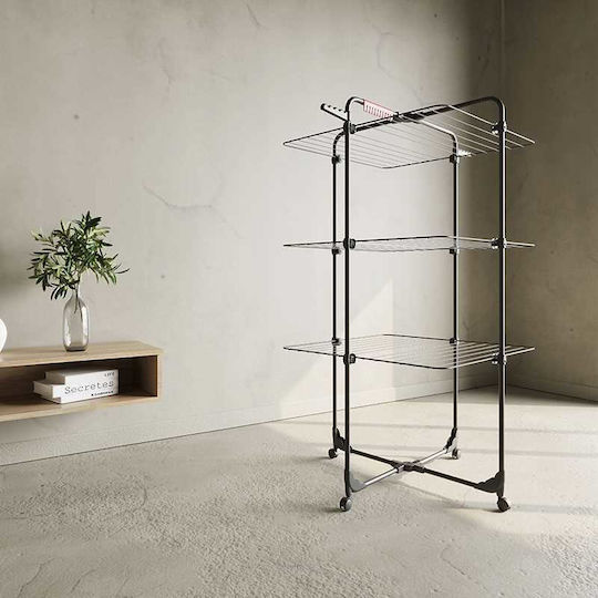 Vileda Mixer 3 Uscător de Rufe Pliabil de Pardoseală Inox cu Roți cu Lungimea Suportului de Uscare a Hainelor 30m