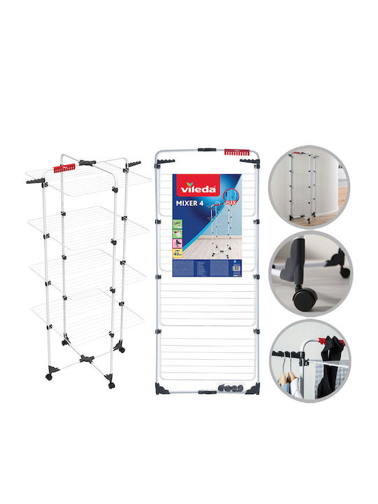 Vileda Vileda Mixer 4 Klappbarer Boden-Kleiderständer aus Rostfreiem Stahl