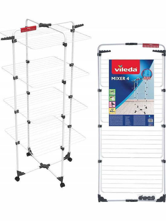 Vileda Vileda Mixer 4 Klappbarer Boden-Kleiderständer aus Rostfreiem Stahl