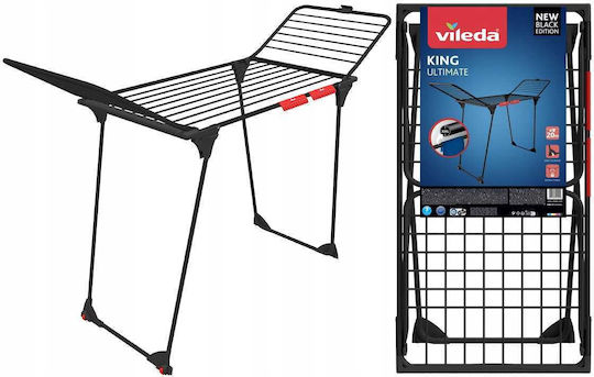 Vileda King Folding Floor Clothes Drying Rack with Wings Stainless Steel with Wheels
