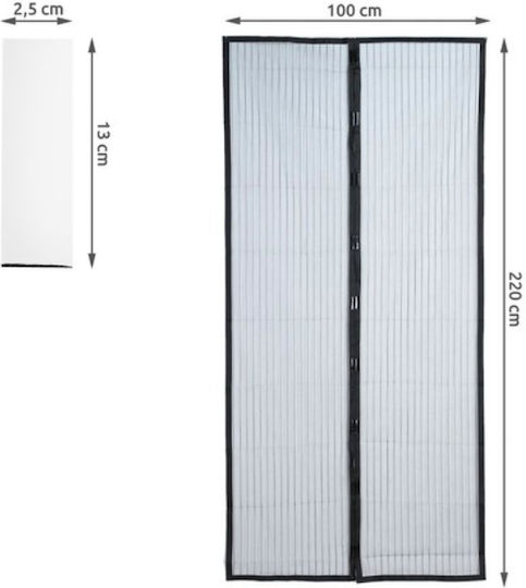 Мрежа Врата с Велкро с Магнитно Закопчаване Черна 100x220см