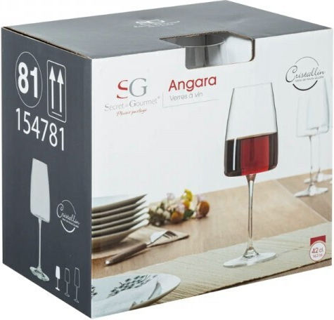Secret de Gourmet Angara Set of Glasses for White Wine Made of Glass Goblets 420ml 6 Pieces