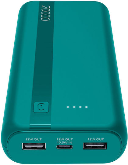 Cellular Line Essence Entry Power Bank 20000mAh mit 2 USB-A Ausgangsanschlüsse und USB-C Ausgangsanschluss Grün