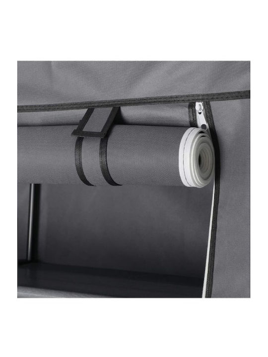 Dulap Din Material Cu Fermoar Și Rafturi În Culoare Gri 130x45x175cm